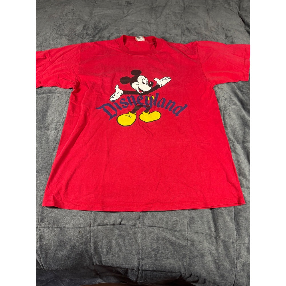 Vintage Disneyland Mickey Mouse T Shirt Mens XL Red Graphic Made in USA 90s